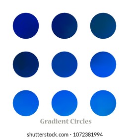 Round gradient set of vibrant colorful fluid abstract blurs design elements. Gradient colorful covers for calendars, brochures, cards. Soft and smooth color. Round gradient for mobile apps, screens.