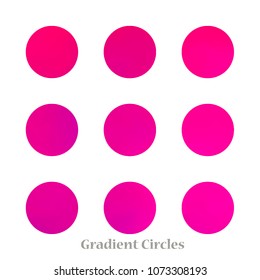 Round gradient set of vibrant colorful fluid abstract blurs design elements. Gradient colorful covers for calendars, brochures, cards. Soft and smooth color. Round gradient for mobile apps, screens.