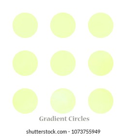 Round gradient set of vibrant colorful fluid abstract blurs design elements. Gradient colorful covers for calendars, brochures, cards. Soft and smooth color. Round gradient for mobile apps, screens.