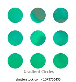 Round gradient set of vibrant colorful fluid abstract blurs design elements. Gradient colorful covers for calendars, brochures, cards. Soft and smooth color. Round gradient for mobile apps, screens.