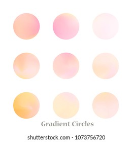 Round gradient set of vibrant colorful fluid abstract blurs design elements. Gradient colorful covers for calendars, brochures, cards. Soft and smooth color. Round gradient for mobile apps, screens.