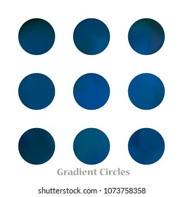Round gradient set of vibrant colorful fluid abstract blurs design elements. Gradient colorful covers for calendars, brochures, cards. Soft and smooth color. Round gradient for mobile apps, screens.