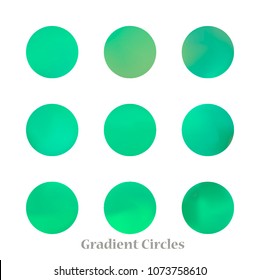 Round gradient set of vibrant colorful fluid abstract blurs design elements. Gradient colorful covers for calendars, brochures, cards. Soft and smooth color. Round gradient for mobile apps, screens.
