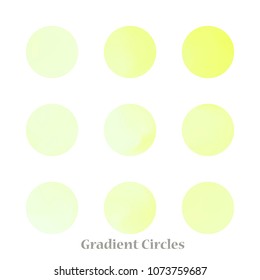 Round gradient set of vibrant colorful fluid abstract blurs design elements. Gradient colorful covers for calendars, brochures, cards. Soft and smooth color. Round gradient for mobile apps, screens.