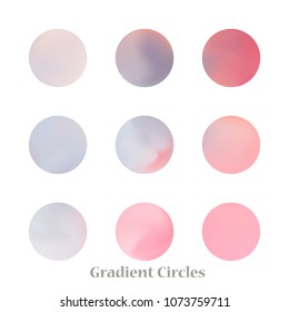 Round gradient set of vibrant colorful fluid abstract blurs design elements. Gradient colorful covers for calendars, brochures, cards. Soft and smooth color. Round gradient for mobile apps, screens.