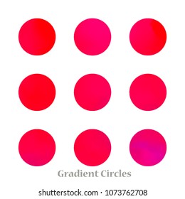 Round gradient set of vibrant colorful fluid abstract blurs design elements. Gradient colorful covers for calendars, brochures, cards. Soft and smooth color. Round gradient for mobile apps, screens.