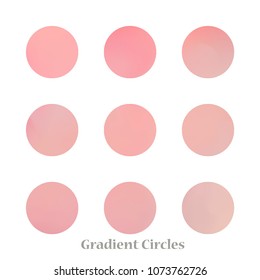 Round gradient set of vibrant colorful fluid abstract blurs design elements. Gradient colorful covers for calendars, brochures, cards. Soft and smooth color. Round gradient for mobile apps, screens.