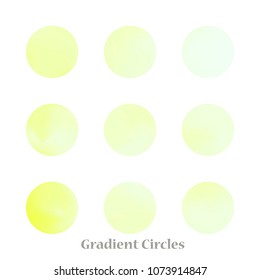 Round gradient set of vibrant colorful fluid abstract blurs design elements. Gradient colorful covers for calendars, brochures, cards. Soft and smooth color. Round gradient for mobile apps, screens.