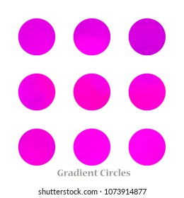 Round gradient set of vibrant colorful fluid abstract blurs design elements. Gradient colorful covers for calendars, brochures, cards. Soft and smooth color. Round gradient for mobile apps, screens.