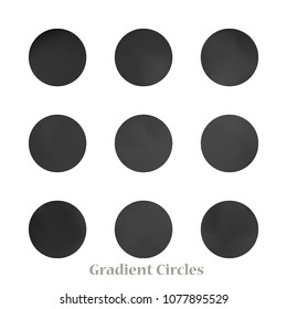 Round gradient set of vibrant colorful fluid abstract blurs design elements. Gradient colorful covers for calendars, brochures, cards. Soft and smooth color. Round gradient for mobile apps, screens.