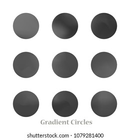 Round gradient set of vibrant colorful fluid abstract blurs design elements. Gradient colorful covers for calendars, brochures, cards. Soft and smooth color. Round gradient for mobile apps, screens.