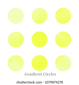 Round gradient set of vibrant colorful fluid abstract blurs design elements. Gradient colorful covers for calendars, brochures, cards. Soft and smooth color. Round gradient for mobile apps, screens.