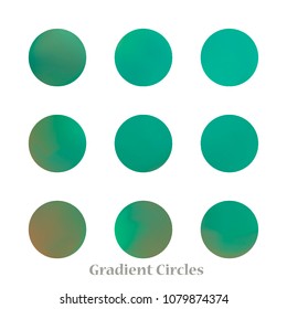 Round gradient set of vibrant colorful fluid abstract blurs design elements. Gradient colorful covers for calendars, brochures, cards. Soft and smooth color. Round gradient for mobile apps, screens.