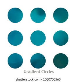 Round gradient set of vibrant colorful fluid abstract blurs design elements. Gradient colorful covers for calendars, brochures, cards. Soft and smooth color. Round gradient for mobile apps, screens.