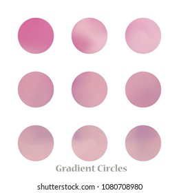 Round gradient set of vibrant colorful fluid abstract blurs design elements. Gradient colorful covers for calendars, brochures, cards. Soft and smooth color. Round gradient for mobile apps, screens.