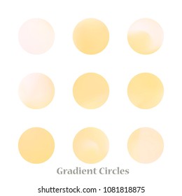 Round gradient set of vibrant colorful fluid abstract blurs design elements. Gradient colorful covers for calendars, brochures, cards. Soft and smooth color. Round gradient for mobile apps, screens.