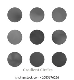 Round gradient set of vibrant colorful fluid abstract blurs design elements. Gradient colorful covers for calendars, brochures, cards. Soft and smooth color. Round gradient for mobile apps, screens.