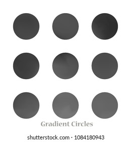 Round gradient set of vibrant colorful fluid abstract blurs design elements. Gradient colorful covers for calendars, brochures, cards. Soft and smooth color. Round gradient for mobile apps, screens.