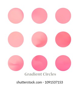 Round gradient set of vibrant colorful fluid abstract blurs design elements. Gradient colorful covers for calendars, brochures, cards. Soft and smooth color. Round gradient for mobile apps, screens.