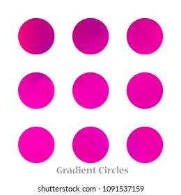 Round gradient set of vibrant colorful fluid abstract blurs design elements. Gradient colorful covers for calendars, brochures, cards. Soft and smooth color. Round gradient for mobile apps, screens.