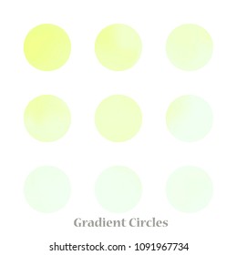 Round gradient set of vibrant colorful fluid abstract blurs design elements. Gradient colorful covers for calendars, brochures, cards. Soft and smooth color. Round gradient for mobile apps, screens.