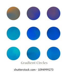 Round gradient set of vibrant colorful fluid abstract blurs design elements. Gradient colorful covers for calendars, brochures, cards. Soft and smooth color. Round gradient for mobile apps, screens.