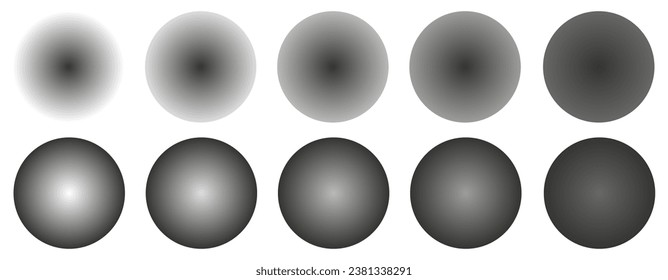 Round gradient shaped circles set, round form elements - stock vector