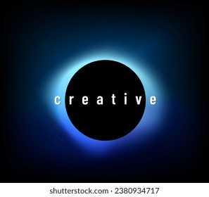 Round gradient vector background. Circle light banner with gradient isolated on black backdrop. Liquid neon button for modern pattern. Abstract fluid wave shape with black circle frame at the center.