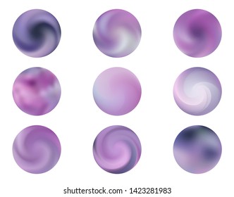 Round gradients kit with modern abstract backgrounds. Trendy soft color. Colorful fluid covers for calendar, brochure, invitation, cards. Template with round gradient set for screens and mobile app. 