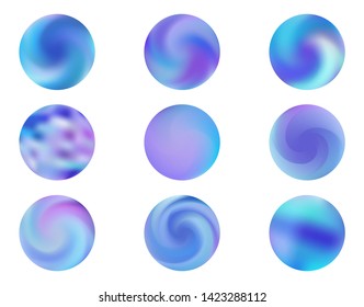 Round gradients kit with modern abstract backgrounds. Trendy soft color. Colorful fluid covers for calendar, brochure, invitation, cards. Template with round gradient set for screens and mobile app. 