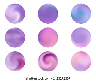 Round gradients kit with modern abstract backgrounds. Trendy soft color. Colorful fluid covers for calendar, brochure, invitation, cards. Template with round gradient set for screens and mobile app. 