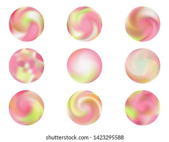 Round gradients kit with modern abstract backgrounds. Trendy soft color. Colorful fluid covers for calendar, brochure, invitation, cards. Template with round gradient set for screens and mobile app. 