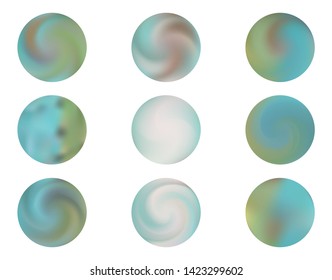 Round gradients kit with modern abstract backgrounds. Trendy soft color. Colorful fluid covers for calendar, brochure, invitation, cards. Template with round gradient set for screens and mobile app. 