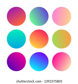 Round Gradients spheres. Set of nine trendy multicolored Gradients . Vector illustration