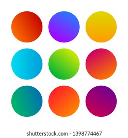 Round Gradients spheres. Set of nine trendy multicolored Gradients . Vector illustration