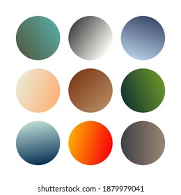 Round gradients spheres. Set of nine trendy multicolored Gradients. Vector illustration
