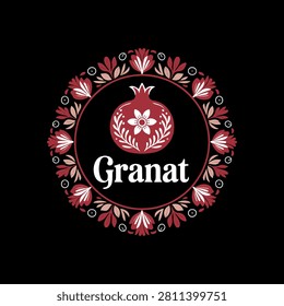Round granat ornament logo template