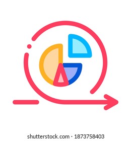 Runder Graph in der Mitte Agile Pfeil Vektorsymbol dünne Linie. Agile-Rakete und Dokument, Getriebe und Paket, Lautsprecher und Stoppustration