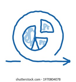 Round Graph In Center Agile Arrow Mark sketch icon vector. Hand drawn blue doodle line art isolated symbol illustration