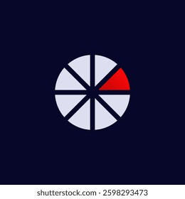 Round graph features a notable red segment, illustrating a specific portion of the data.