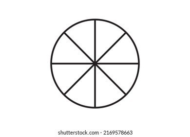 Round graphic fraction circle shape vector element. Geometric diagram division section icon. Chart divide wheel.