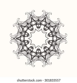 Round graphic pattern, pen strokes.