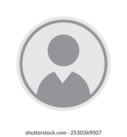 Round gray user icon with circular frame. Simple head and shoulders silhouette. Represents user profile.