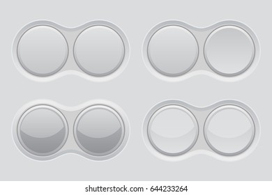 Round gray web buttons. Vector illustration