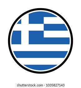 Round greece flag vector icon isolated, greece flag button, Simple vector button flag - Greece.