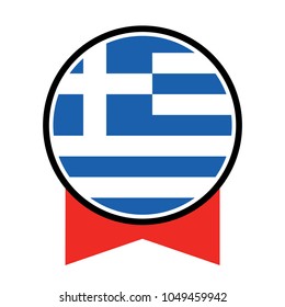 Round greece flag vector icon isolated, greece flag button, Simple vector button flag - Greece.