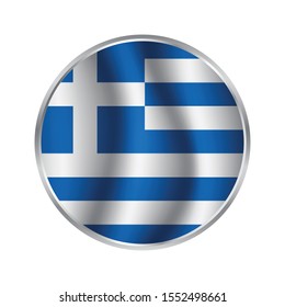 Round greece flag vector icon isolated, greece flag button, Simple vector button flag - Greece.