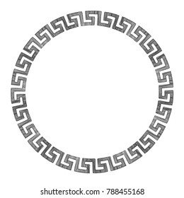 Round Greek ornament with meander. isolated on white background. 