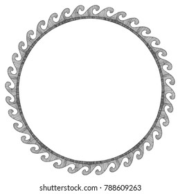 Round Greek ornament with wave. isolated on white background. 