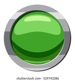 Round green button icon. Cartoon illustration of round green button vector icon for web